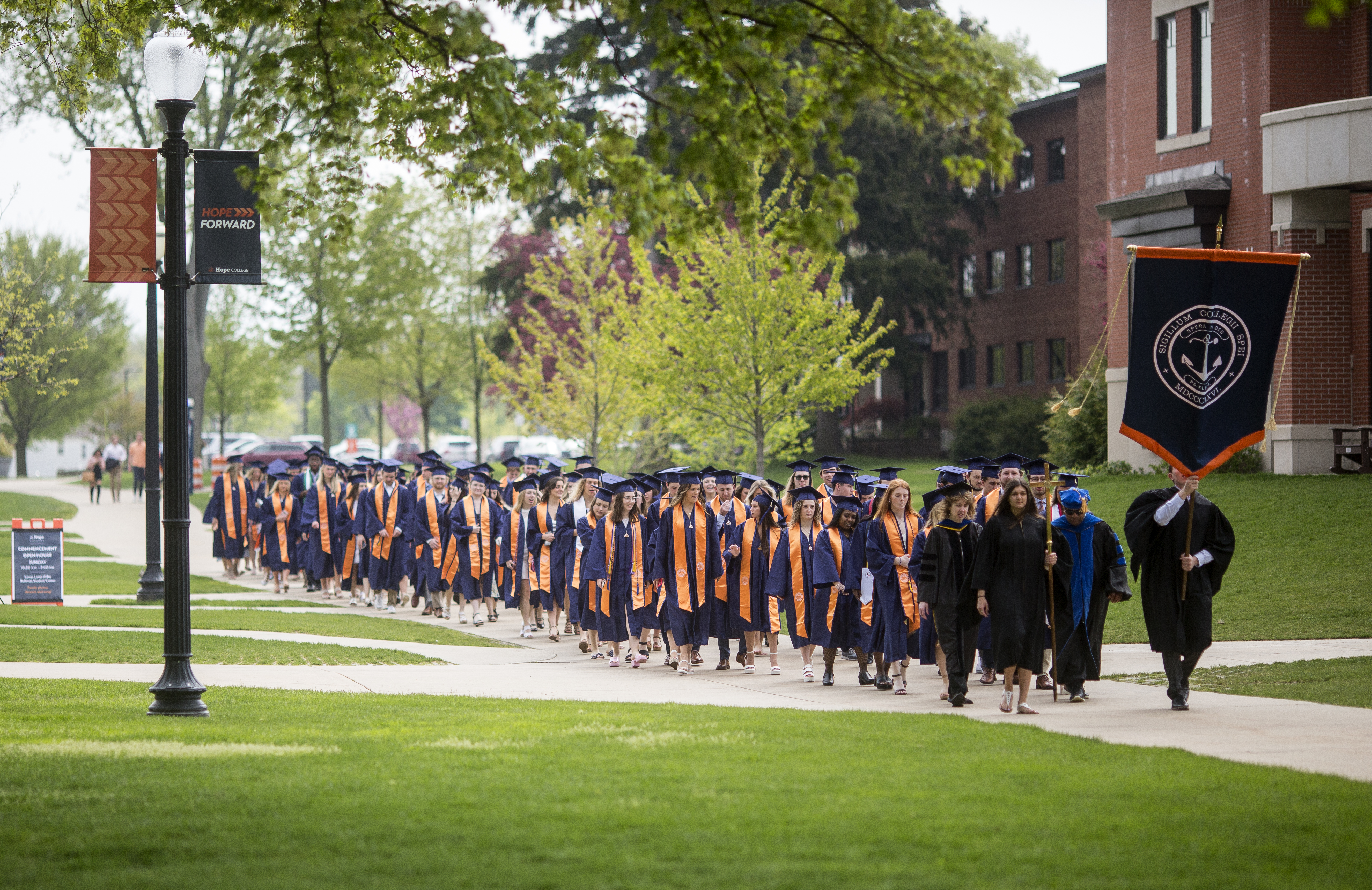 Graduates walking to Baccalaureate